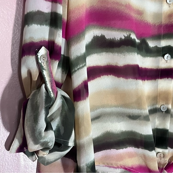 Chicos Lightweight sheer button down Boho vacation resort cruise blouse Large - Picture 7 of 9